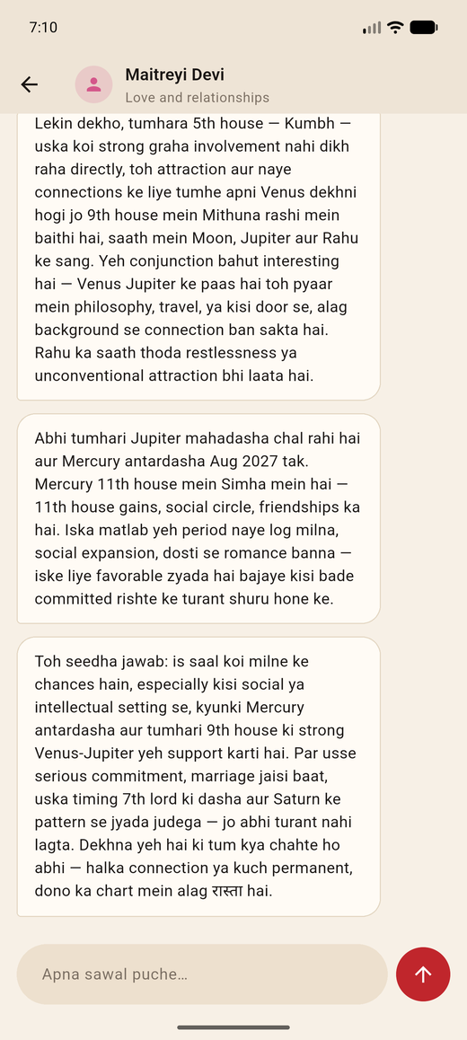 A chat with an AI astrologer